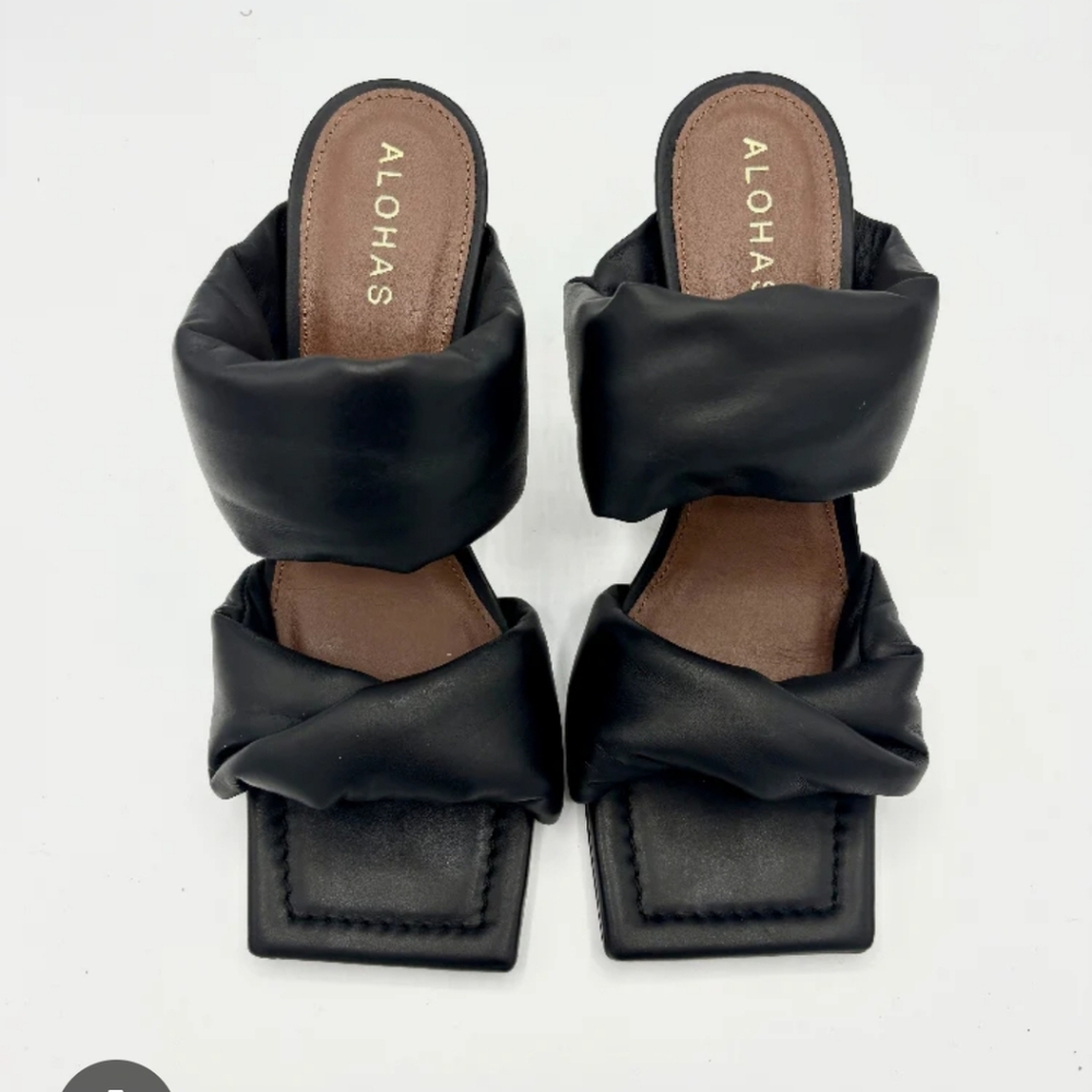 ALOHAS‎ Black Heeled Mules - Picture 2 of 8